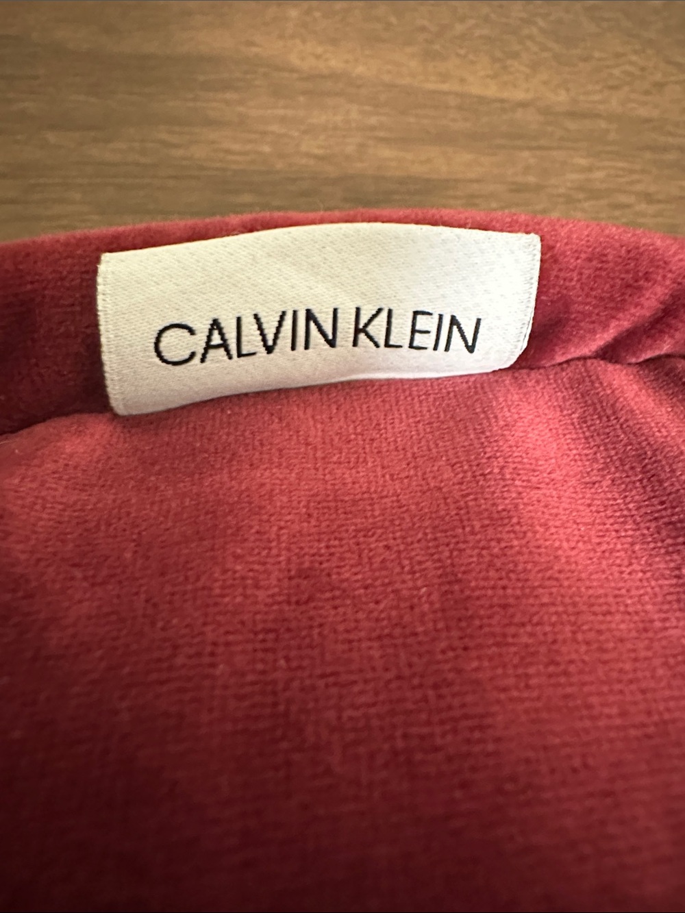 Calvin Klein Velvet Accent Pillow in Deep Burgundy - Picture 4 of 6